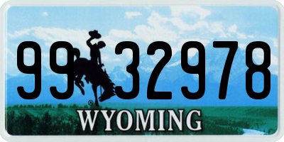 WY license plate 9932978