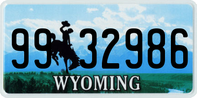 WY license plate 9932986