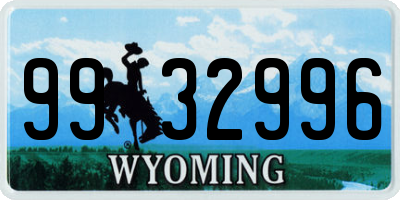WY license plate 9932996