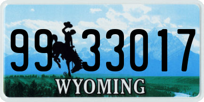 WY license plate 9933017