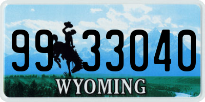 WY license plate 9933040