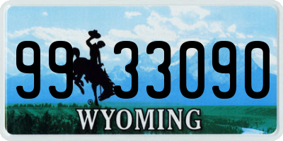 WY license plate 9933090