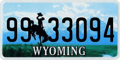 WY license plate 9933094