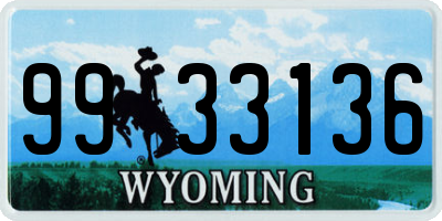 WY license plate 9933136
