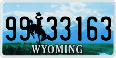 WY license plate 9933163
