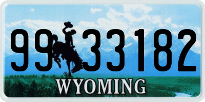 WY license plate 9933182