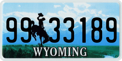 WY license plate 9933189