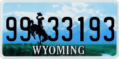 WY license plate 9933193
