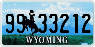 WY license plate 9933212