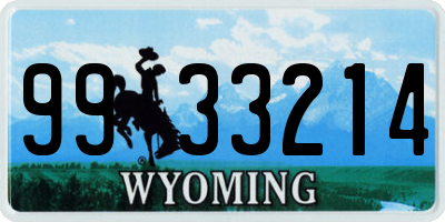 WY license plate 9933214