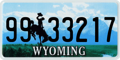 WY license plate 9933217