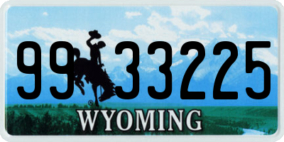 WY license plate 9933225