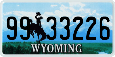 WY license plate 9933226