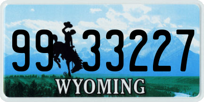 WY license plate 9933227