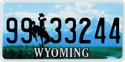 WY license plate 9933244