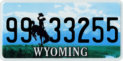 WY license plate 9933255