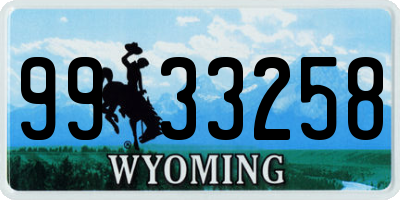 WY license plate 9933258