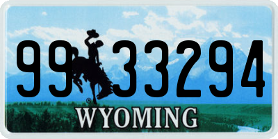 WY license plate 9933294
