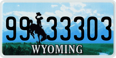 WY license plate 9933303