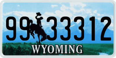 WY license plate 9933312