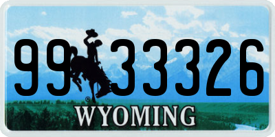 WY license plate 9933326