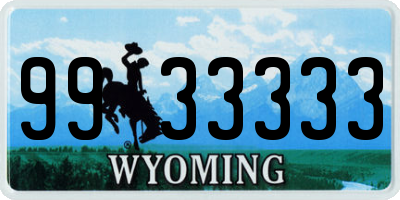 WY license plate 9933333