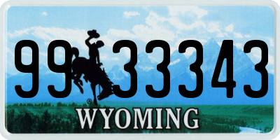 WY license plate 9933343