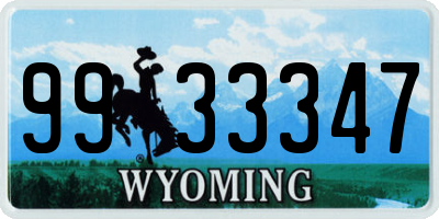 WY license plate 9933347