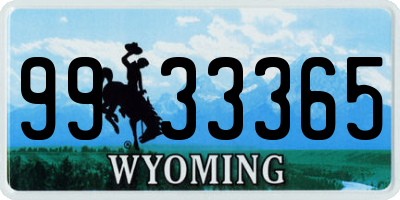WY license plate 9933365
