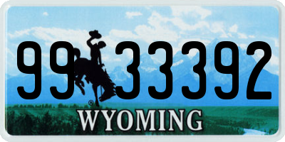WY license plate 9933392