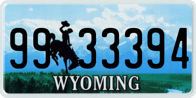 WY license plate 9933394