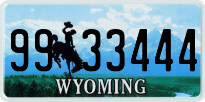WY license plate 9933444