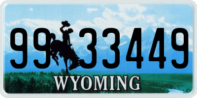 WY license plate 9933449