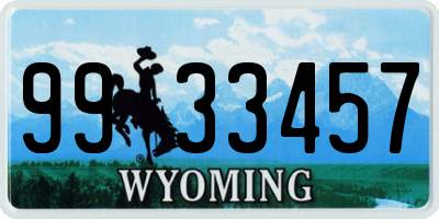 WY license plate 9933457