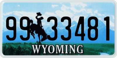 WY license plate 9933481