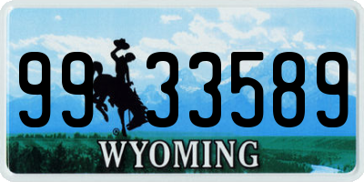 WY license plate 9933589