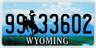 WY license plate 9933602