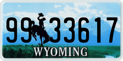 WY license plate 9933617