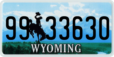 WY license plate 9933630