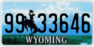 WY license plate 9933646
