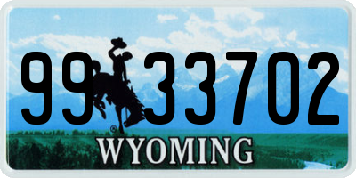 WY license plate 9933702