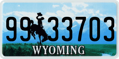WY license plate 9933703