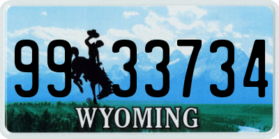 WY license plate 9933734