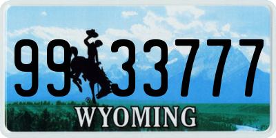 WY license plate 9933777