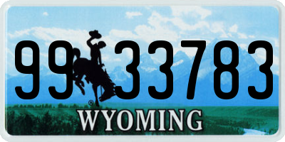 WY license plate 9933783