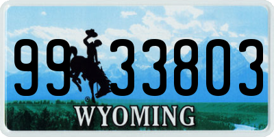 WY license plate 9933803