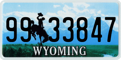 WY license plate 9933847