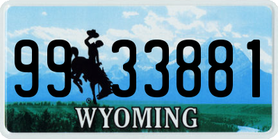 WY license plate 9933881