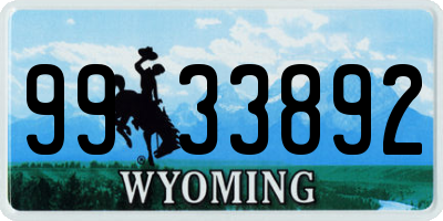 WY license plate 9933892