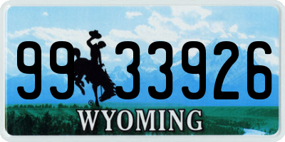 WY license plate 9933926